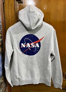 H&M NASA LIGHT GREY RELAXED FIT HOODIE