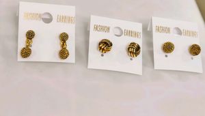 Fashion Earrings - Gold Tone - Combo of 3