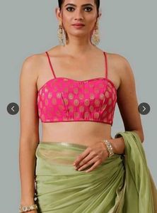 Swtantra Pink Brocade Spaghetti Strap Blouse