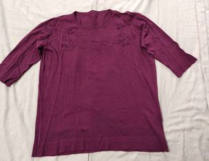 Purple Top For Women With Thread Self Design