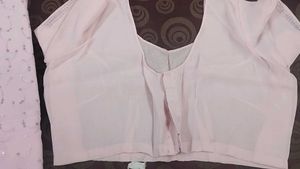 Silk georgette Baby pink saree.