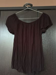 Dark Brown Off-Shoulder Top