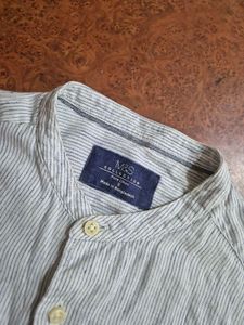 M&S Pure Linen Striped Shirt Small