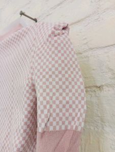 Zara Pink Checkered Knit Top
