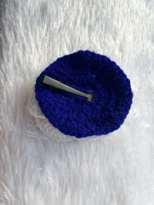 Blue Crochet rose pattern hair clip
