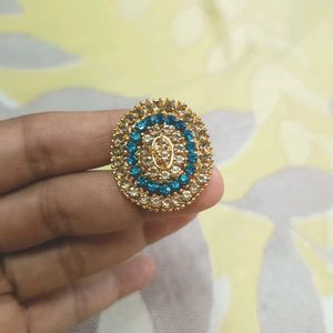 Red  Gemstone and blue diamond ring