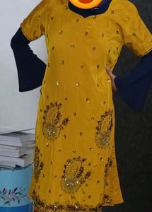 Elegant Mustard Embroidered Kurta