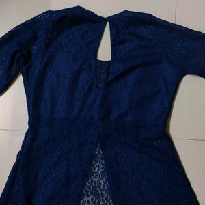 Elegant Navy Blue Lace Maxi Dress