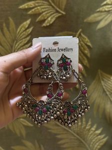 Silver Jhumka Earrings (Set Of 3 Pairs)