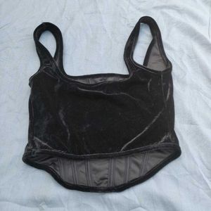 Primark Black Velvet Corset Top