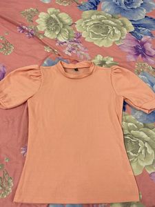 Cute Peach Puff Sleeve Top