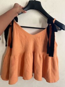 Peach Tie-Strap Knit Tank
