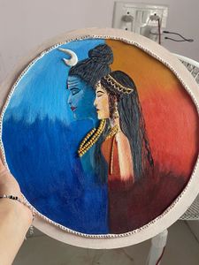 Wooden Acrylic Painting With Clay