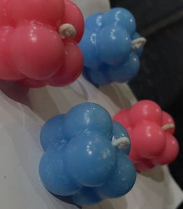 Pink And Blue Bubble Candles (Set of 4)