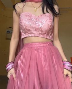 Pink Lehenga With Dupatta And Blouse