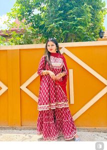 Maroon Printed Sharara Suit