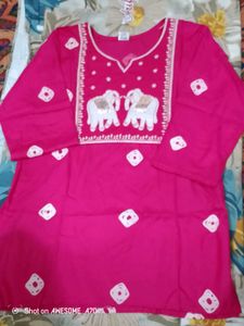 Pink Embroidered Kurta