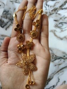 Necklace Golden Stone With Earring