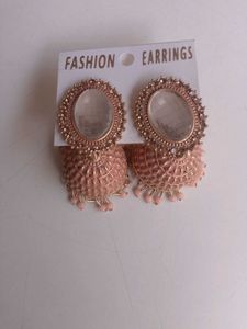 Peach Jhumka Earrings