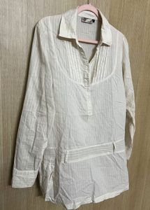 Classic Cream Striped Tunic Shirt