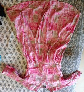 Pink Floral Checkered Dress