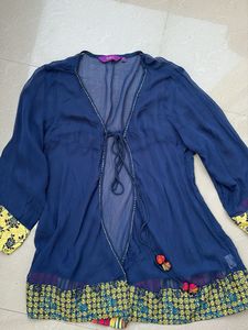 rangriti Blue Bohemian Style Shrug with to