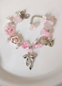 Aesthetic Coquette Pink Handmade Bracelet💗🍀🫶