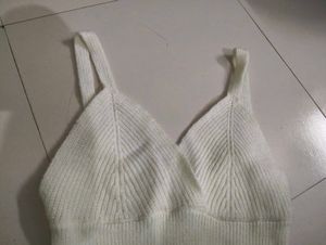 white woollen bralette