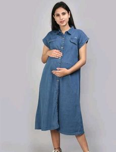 VYN Maternity Denim Shirt Dress, L Size