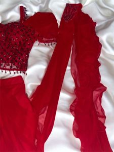 Red Corset Saree
