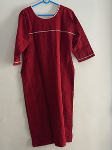 Maroon Cotton Kurti with Detailing