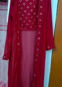 EMBROIDERED KURTA, PANT AND SHRUG SET FOR WOMEN