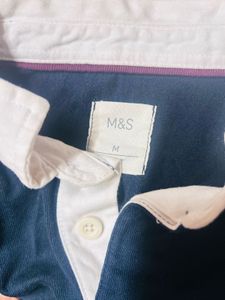 MARKS AND SPENCER Blue Long Sleeve Polo Shirt