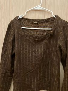 Striped Brown Long Sleeve Top