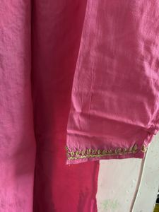 Pink Embroidered Kurta chikankari
