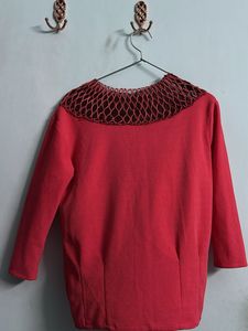 Red Stylish Neck Top