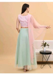 Elegant Pink &amp; Green Lehenga Choli Set
