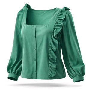 Ruffled Green Blouse