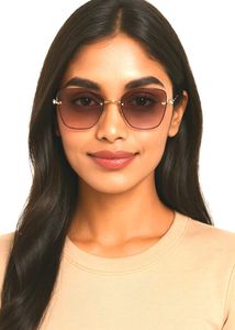 Rimless Brown Tinted Sunglasses