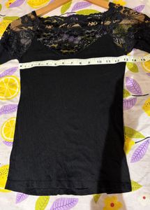 Lace Trim Long Sleeve Top