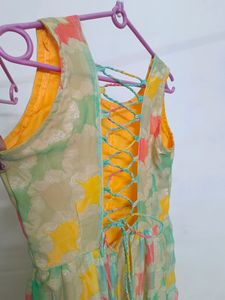Colorful Lace-Up Back Dress