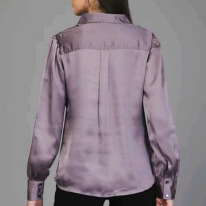 Elegant Lilac Satin Shirt