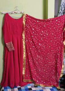 New/Unused Embroidered Straight Gown With Dupatta