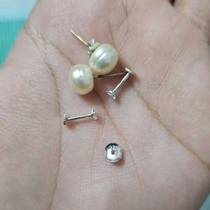 Pearl Earring,Sterling Silver pushback&amp; Star s