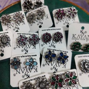Any one (1) Oxidized Flower Stud Earrings -