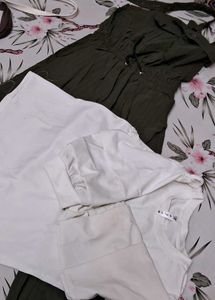 Olive Dress and White Top Bundle