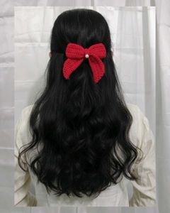 Red Crochet Bow Hair Clip