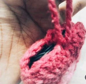 Pink Crocheted mini Flower pouch