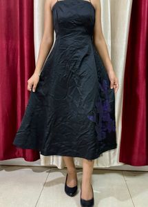 Vintage 90s Slik Long Floral Black Gown