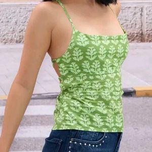 Green Floral Tank Top